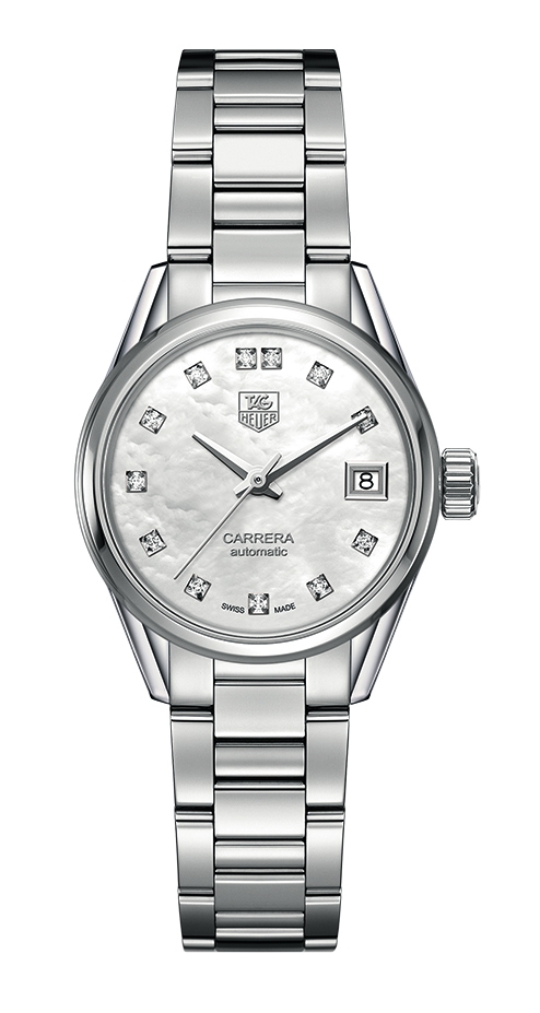 TAG Heuer WAR2414.BA0770 : Carrera Calibre 9 28 Stainless Steel / MOP - Diamond / Bracelet