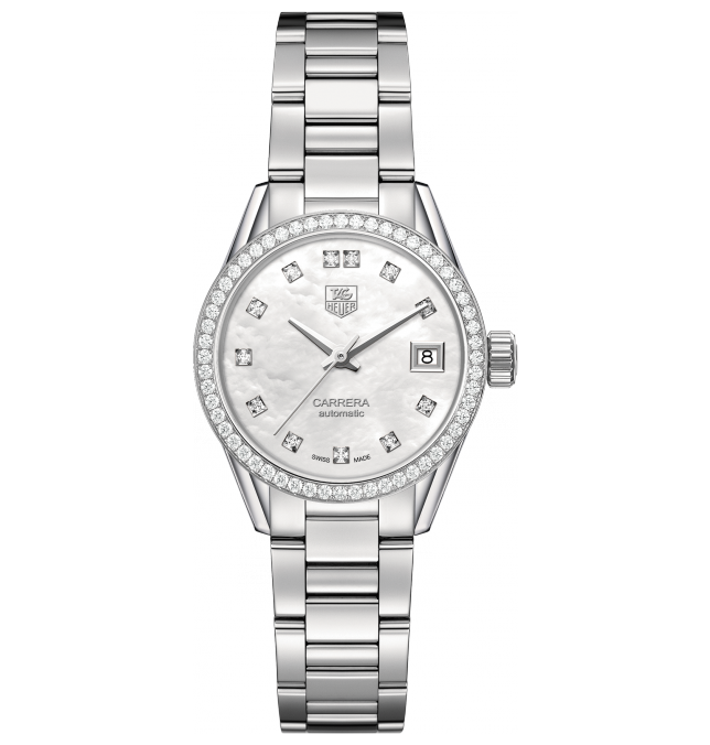 TAG Heuer WAR2415.BA0770 : Carrera Calibre 9 28 Stainless Steel / Diamond / MOP - Diamond / Bracelet