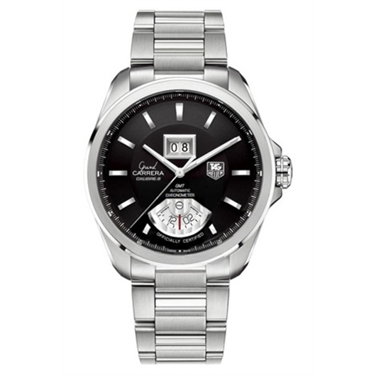 TAG Heuer WAV5111.BA0901 : Grand Carrera Calibre 8 RS Grande Date GMT Stainless Steel / Black / Bracelet