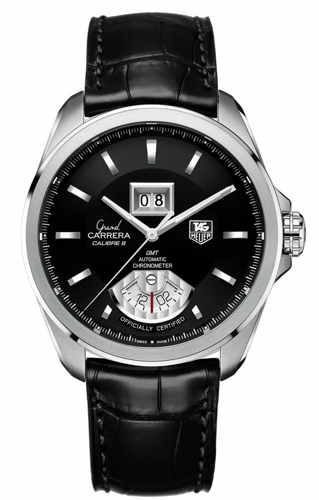 TAG Heuer WAV5111.FC6225 : Grand Carrera Calibre 8 RS Grande Date GMT Stainless Steel / Black / Alligator
