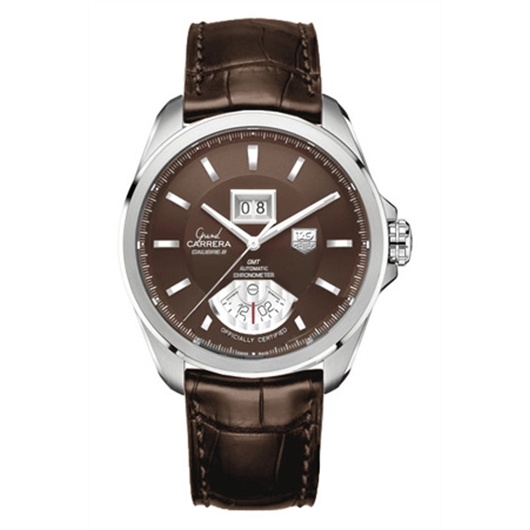 TAG Heuer WAV5113.FC6231 : Grand Carrera Calibre 8 RS Grande Date GMT Stainless Steel / Brown / Alligator