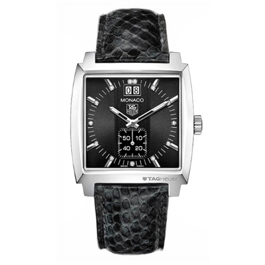 TAG Heuer WAW1310.FC6216 : Monaco Quartz Big Date Stainless Steel / Black / Python
