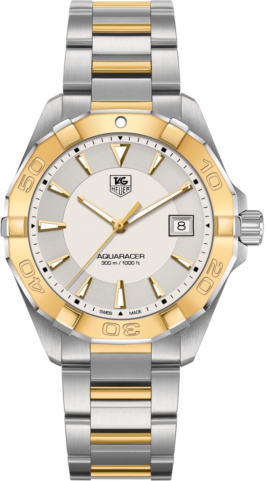TAG Heuer WAY1151.BD0912 : Aquaracer 300M Quartz 40.5 Stainless Steel / Yellow Gold / Silver / Bracelet