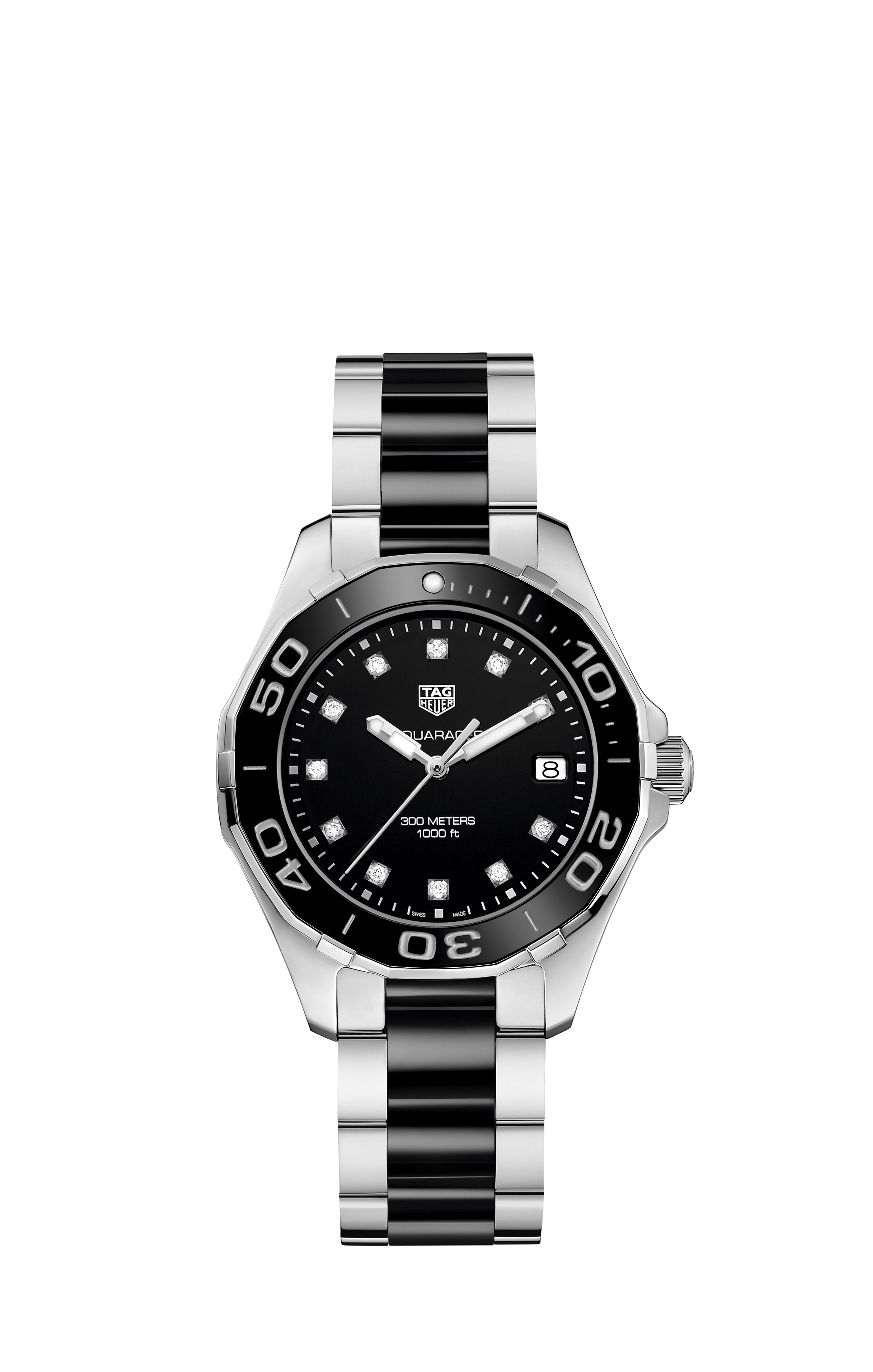 TAG Heuer WAY131C.BA0913 : Aquaracer 300M Quartz 35 Stainless Steel / Black - Diamond / Bracelet