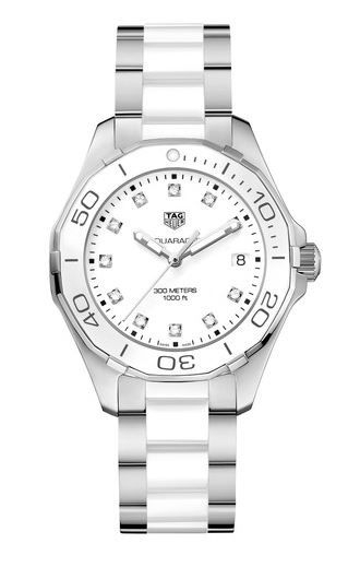 TAG Heuer WAY131D.BA0914 : Aquaracer 300M Quartz 35 Stainless Steel / White - Diamond / Bracelet