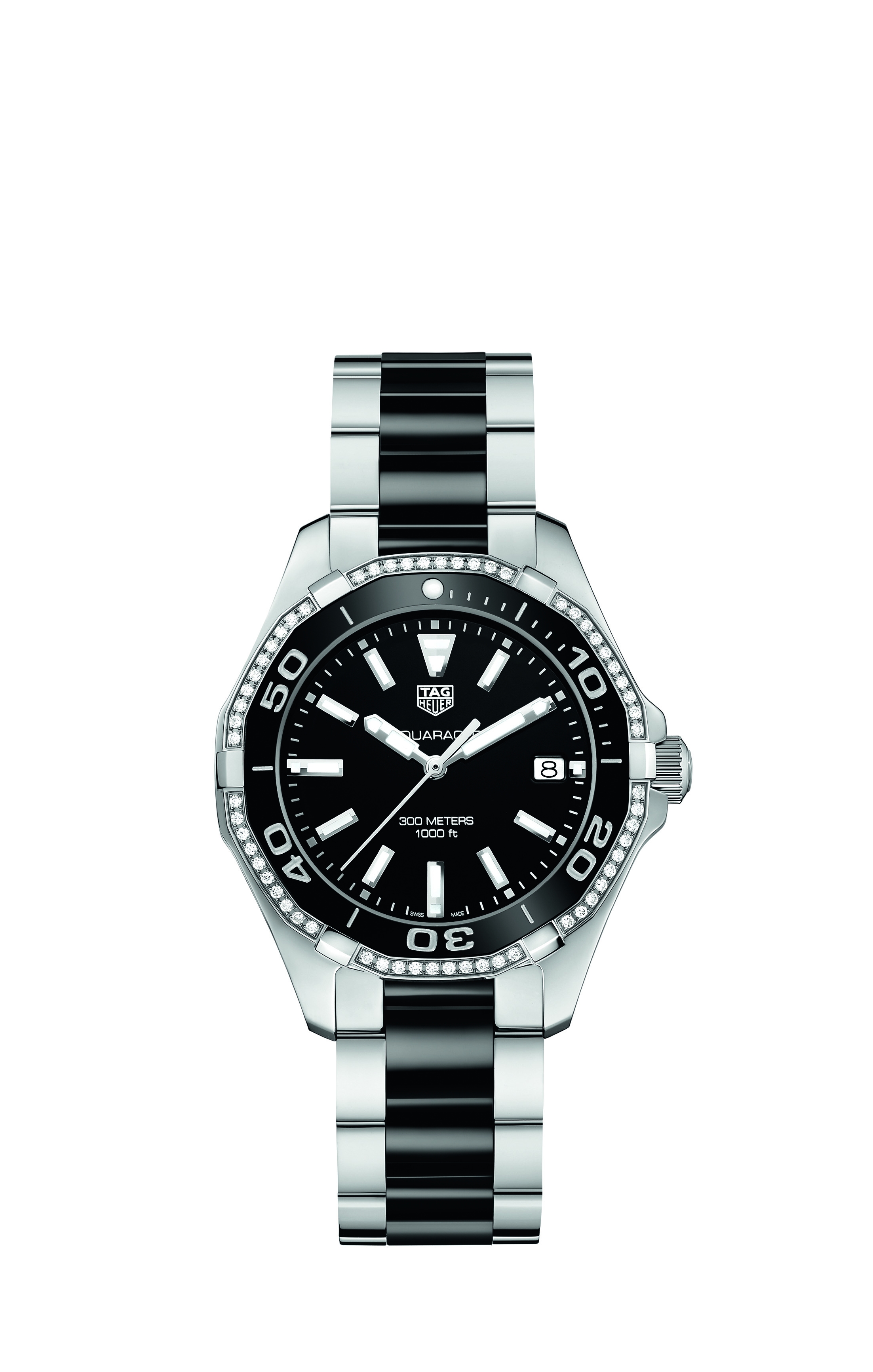 TAG Heuer WAY131G.BA0913 : Aquaracer 300M Quartz 35 Stainless Steel / Diamond / Black / Bracelet