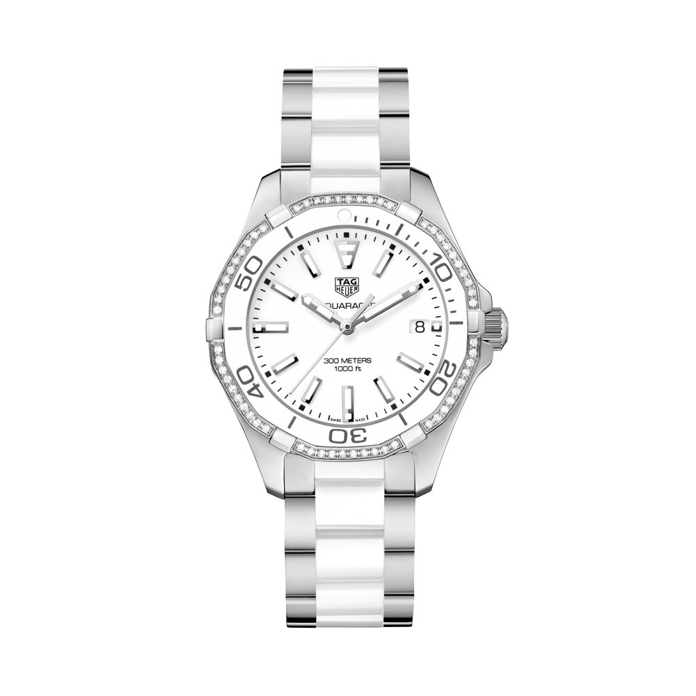TAG Heuer WAY131H.BA0914 : Aquaracer 300M Quartz 35 Stainless Steel / Diamond / White / Bracelet