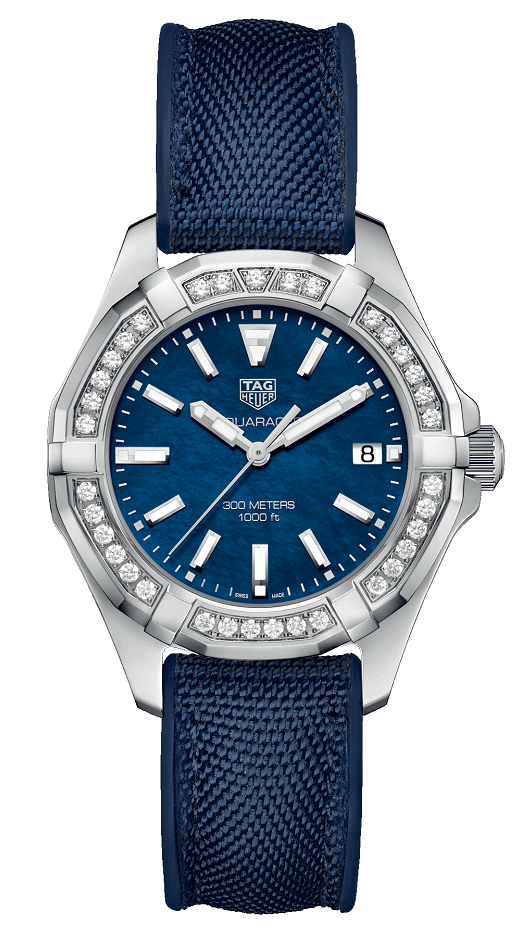 TAG Heuer WAY131N.FT6091 : Aquaracer 300M Quartz 35 Stainless Steel / Diamond / Blue MOP / Nylon