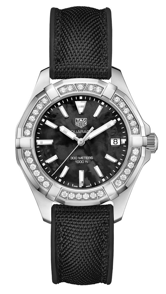TAG Heuer WAY131P.FT6092 : Aquaracer 300M Quartz 35 Stainless Steel / Diamond / Black MOP / Nylon