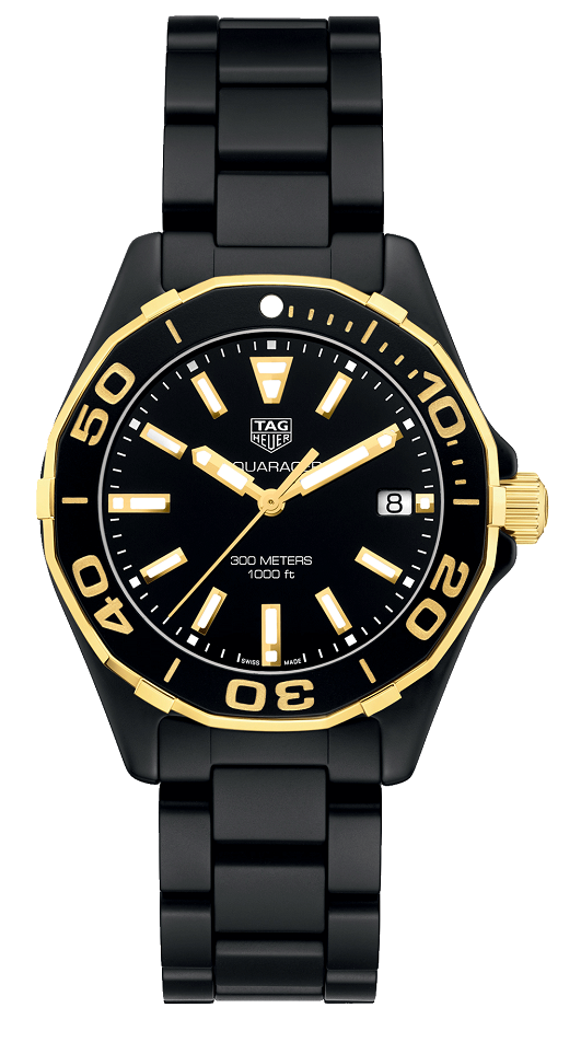 TAG Heuer WAY1321.BH0743 : Aquaracer 300M Quartz 35 Ceramic / Yellow Gold / Black / Bracelet