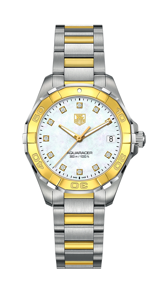 TAG Heuer WAY1351.BD0917 : Aquaracer 300M Quartz 32 Stainless Steel / Yellow Gold / MOP - Diamond / Bracelet