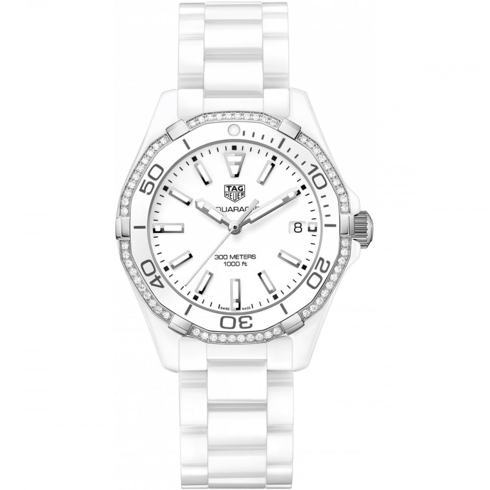 TAG Heuer WAY1396.BH0717 : Aquaracer 300M 35 Ceramic / Diamond / White / Bracelet