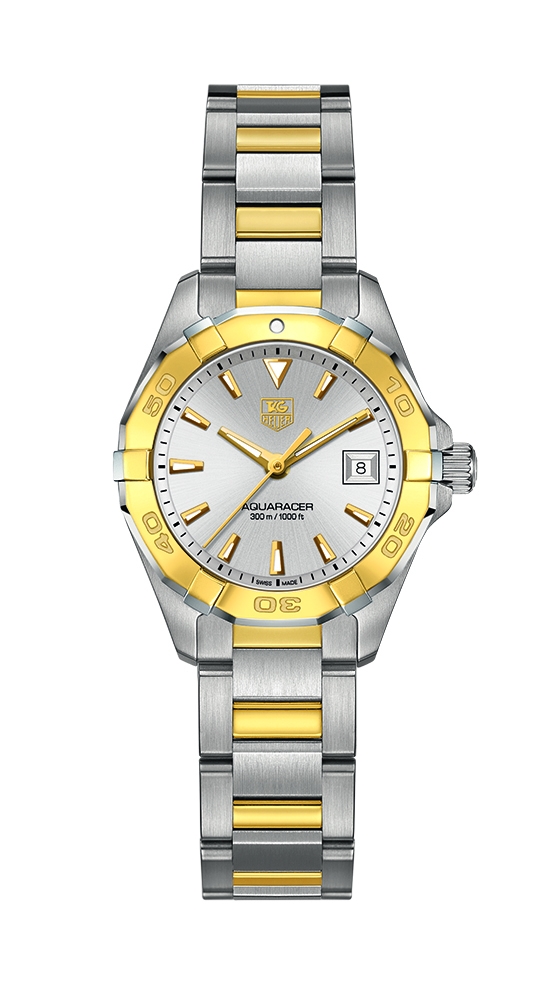 TAG Heuer WAY1455.BD0922 : Aquaracer 300M Quartz 27 Stainless Steel / Yellow Gold / Silver / Bracelet