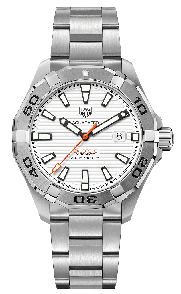 TAG Heuer WAY2013.BA0927 : Aquracer 300M Calibre 5 43 Stainless Steel / White / Bracelet
