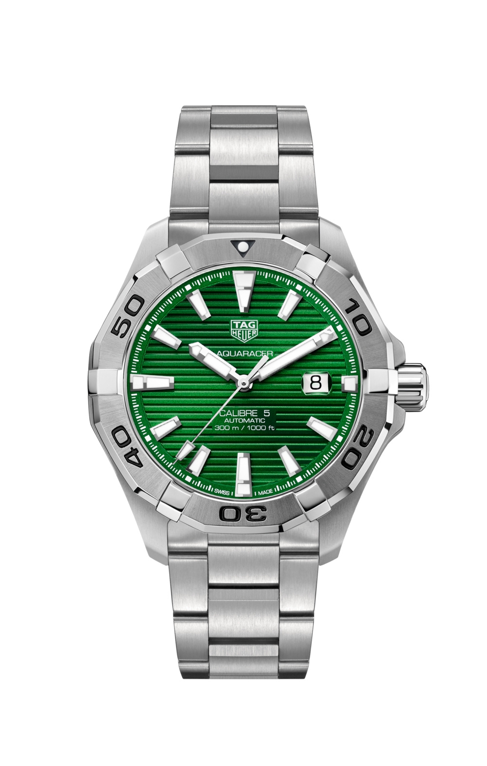 TAG Heuer WAY2015.BA0927 : Aquaracer 300M Calibre 5 43 Stainless Steel / Green / Bracelet