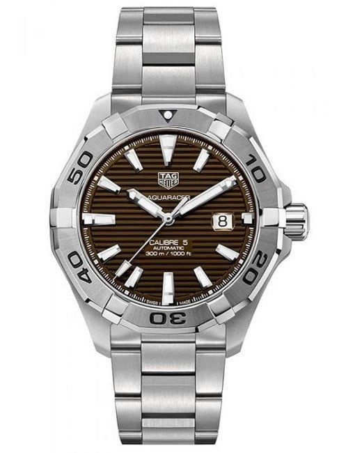 TAG Heuer WAY2018.BA0927 : Aquaracer 300M Calibre 5 43 Stainless Steel / Brown / Bracelet