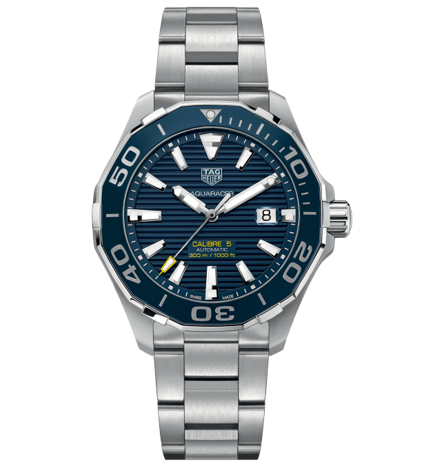 TAG Heuer WAY201B.BA0927 : Aquaracer 300M Calibre 5 43 Stainless Steel / Blue / Steel