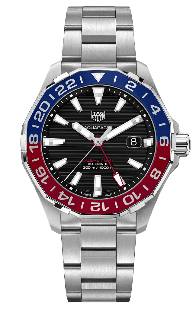 TAG Heuer WAY201F.BA0927 : Aquaracer 300M Calibre 7 GMT Stainless Steel / Black / Bracelet