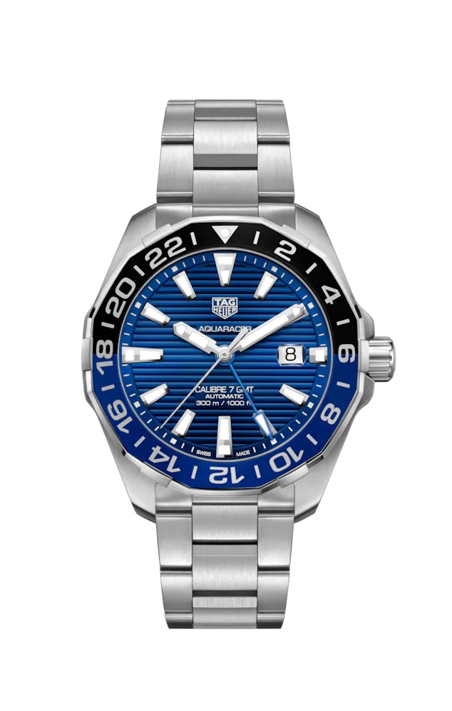 TAG Heuer WAY201T.BA0927 : Aquaracer 300M Calibre 7 GMT Stainless Steel / Blue / Bracelet