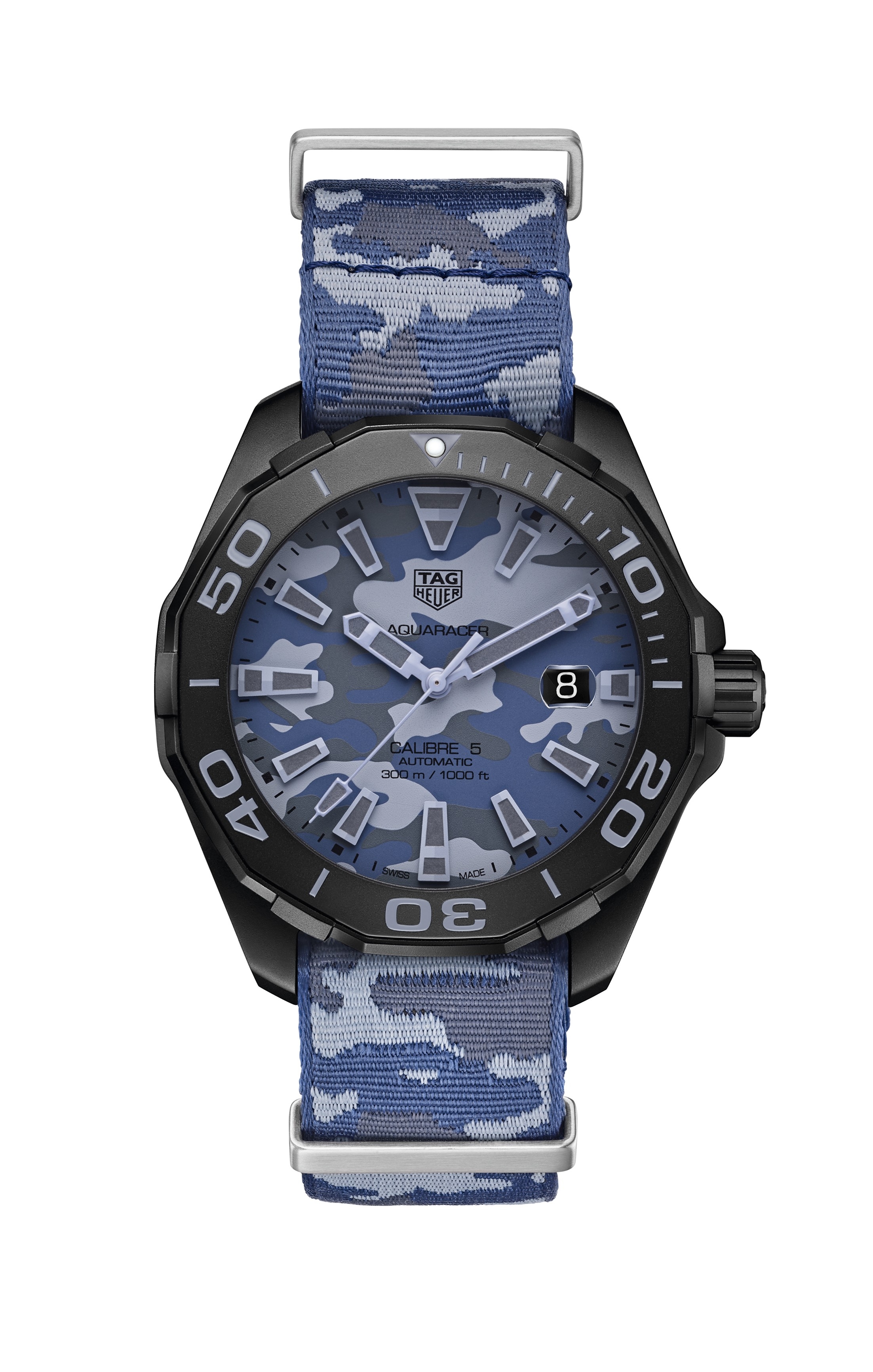 TAG Heuer WAY208D.FC8221 : Aquaracer 300M Calibre 5 43 Titanium PVD / Arctic Camo / NATO