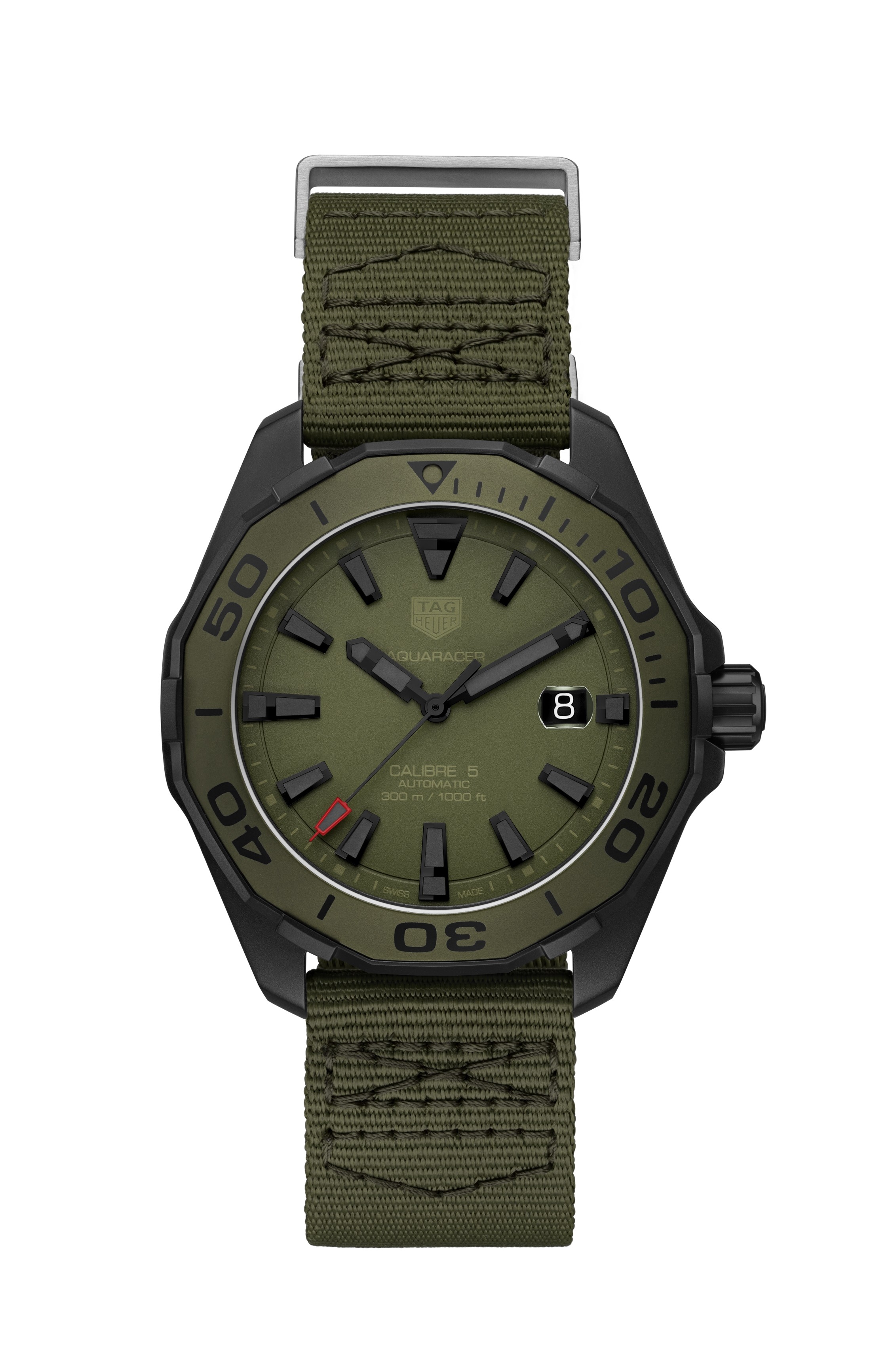 TAG Heuer WAY208E.FC8222 : Aquaracer 300M Calibre 5 43 Titanium PVD / Khaki / NATO