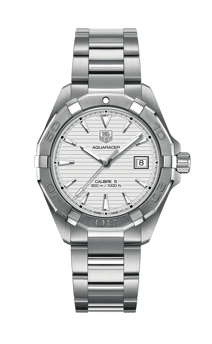 TAG Heuer WAY2111.BA0910 : Aquaracer 300M Calibre 5 40.5 Stainless Steel / Silver / Bracelet