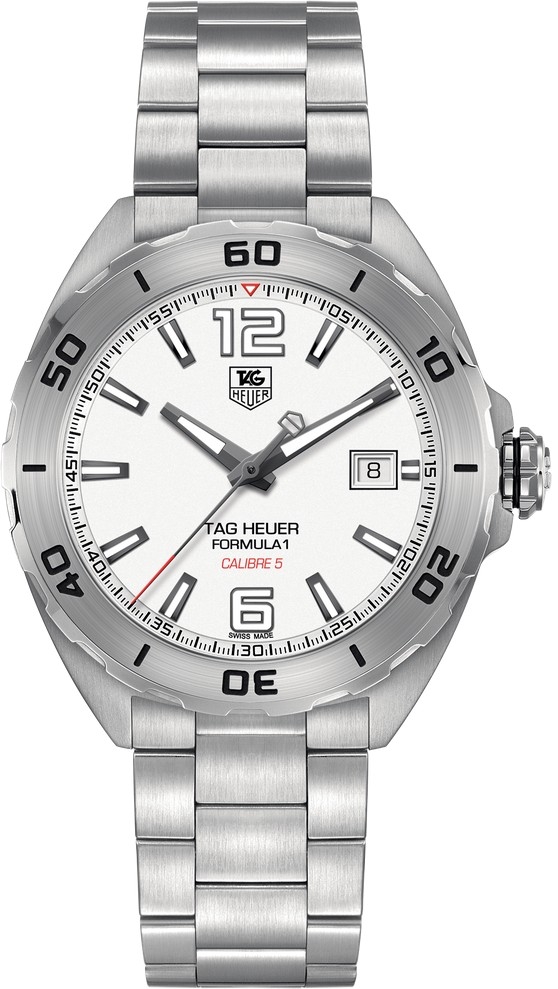 TAG Heuer WAZ2114.BA0875 : Formula 1 Calibre 5 41 Stainless Steel / White / Bracelet