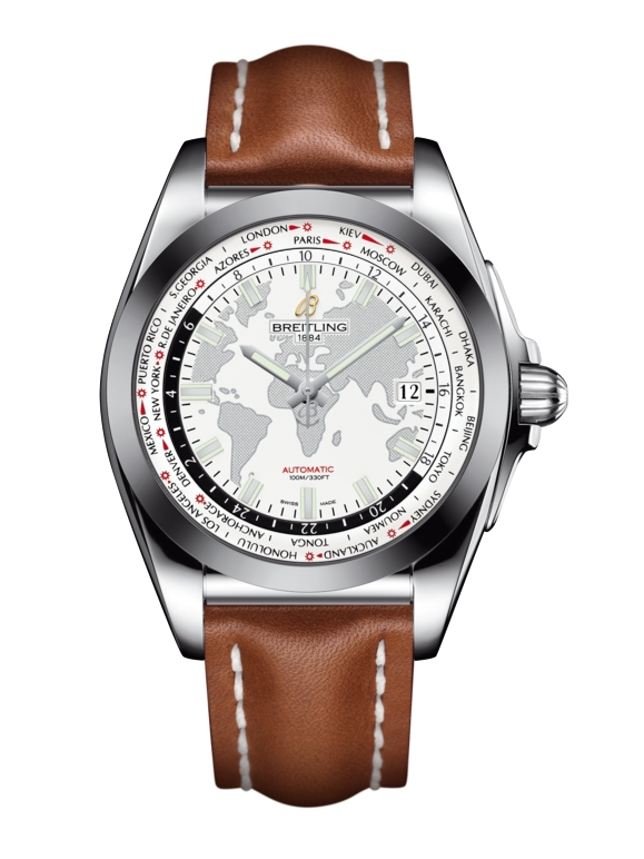 Breitling WB3510U0.A777.433X : Galactic Unitime Stainless Steel / SleekT / Antarctica White / Calf