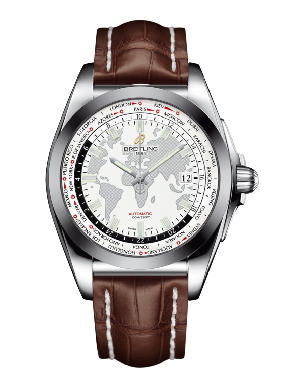Breitling WB3510U0.A777.739P : Galactic Unitime Stainless Steel / SleekT / Antarctica White / Croco