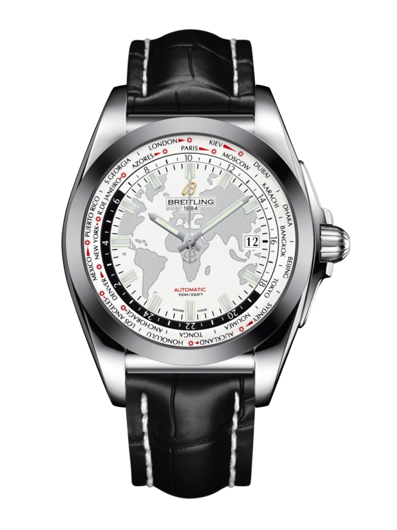Breitling WB3510U0.A777.743P : Galactic Unitime Stainless Steel / SleekT / Antarctica White / Croco
