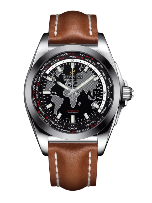 Breitling WB3510U4.BD94.433X : Galactic Unitime Stainless Steel / SleekT / Trophy Black / Calf