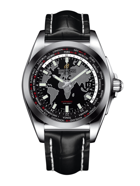Breitling WB3510U4/BD94/743P : Galactic Unitime Stainless Steel / SleekT / Trophy Black / Croco