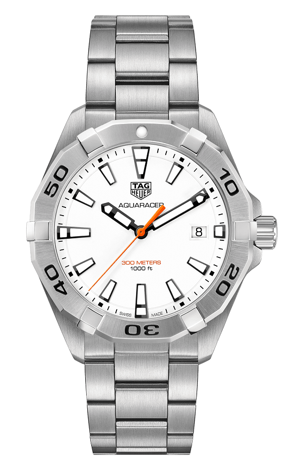 TAG Heuer WBD1111.BA0928 : Aquaracer Quartz 300M 41 Stainless Steel / White / Bracelet