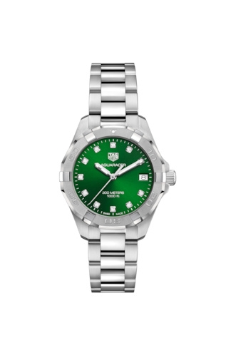 TAG Heuer WBD1316.BA0740 : Aquaracer 300M Quartz 32 Stainless Steel / Green - Diamond / Bracelet