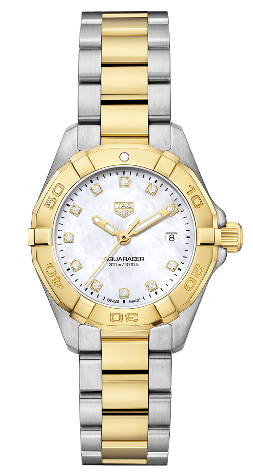 TAG Heuer WBD1422.BB0321 : Aquaracer 300M Quartz 27 Stainless Steel - Yellow Gold / MOP - Diamond / Bracelet