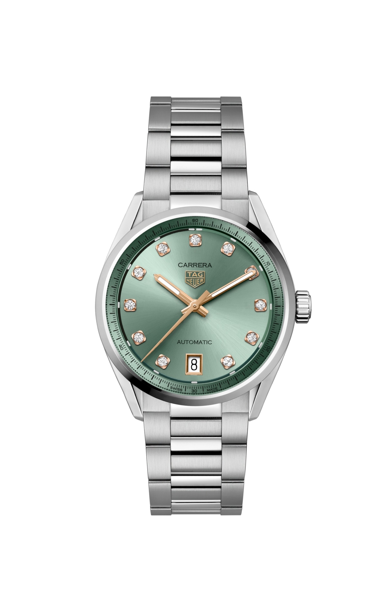 TAG Heuer WBN2317.BA0001 : Carrera Date 36 Stainless Steel / Green - Diamond