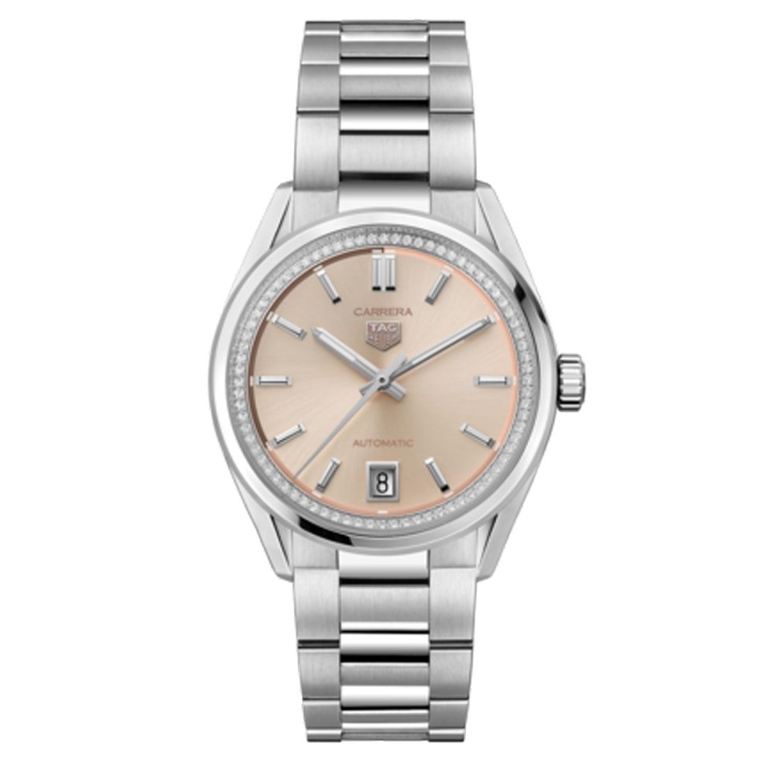 TAG Heuer WBN231A.BA0001 : Carrera Date 36 Stainless Steel / Peach - Diamond