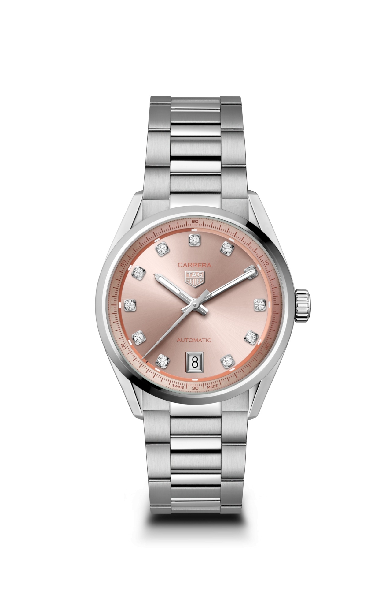 TAG Heuer WBN231D.BA0001 : Carrera Date 36 Stainless Steel / Rose - Diamond
