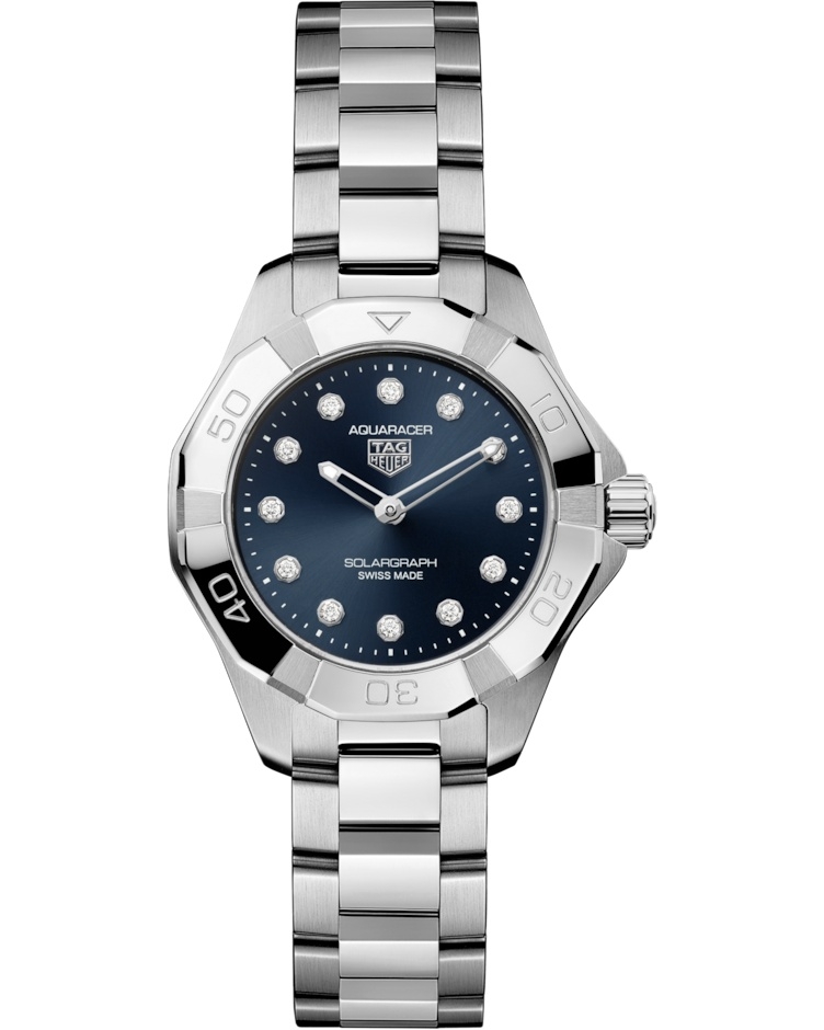 TAG Heuer WBP141E.BA0049 : Aquaracer Professional 100 Solargraph 28 Stainless Steel / Blue - Diamond