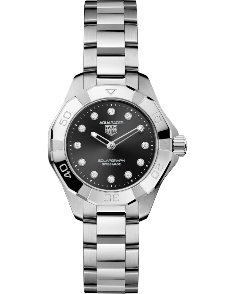 TAG Heuer WBP141G.BA0049 : Aquaracer Professional 100 Solargraph 28 Stainless Steel / Black - Diamond