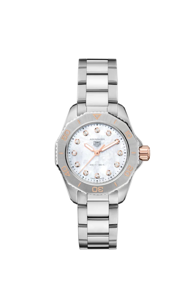 TAG Heuer WBP1450.BA0622 : Aquaracer Professional 200 Quartz 30 Stainless Steel - Rose Gold / MOP