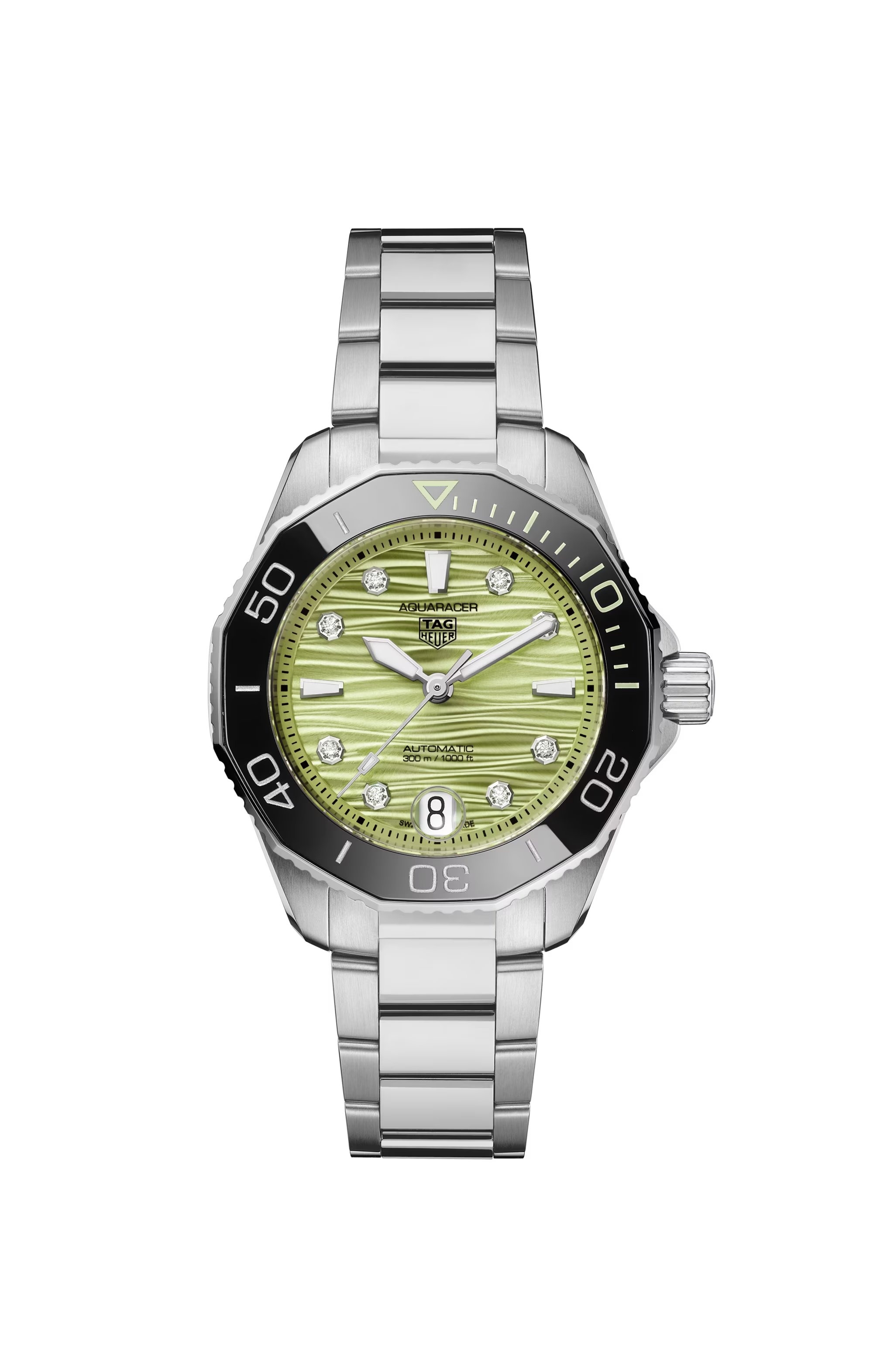 TAG Heuer WBP231L.BA0618 : Aquaracer Professional 300 36 Stainless Steel / Pastel Green - Diamond / Bracelet