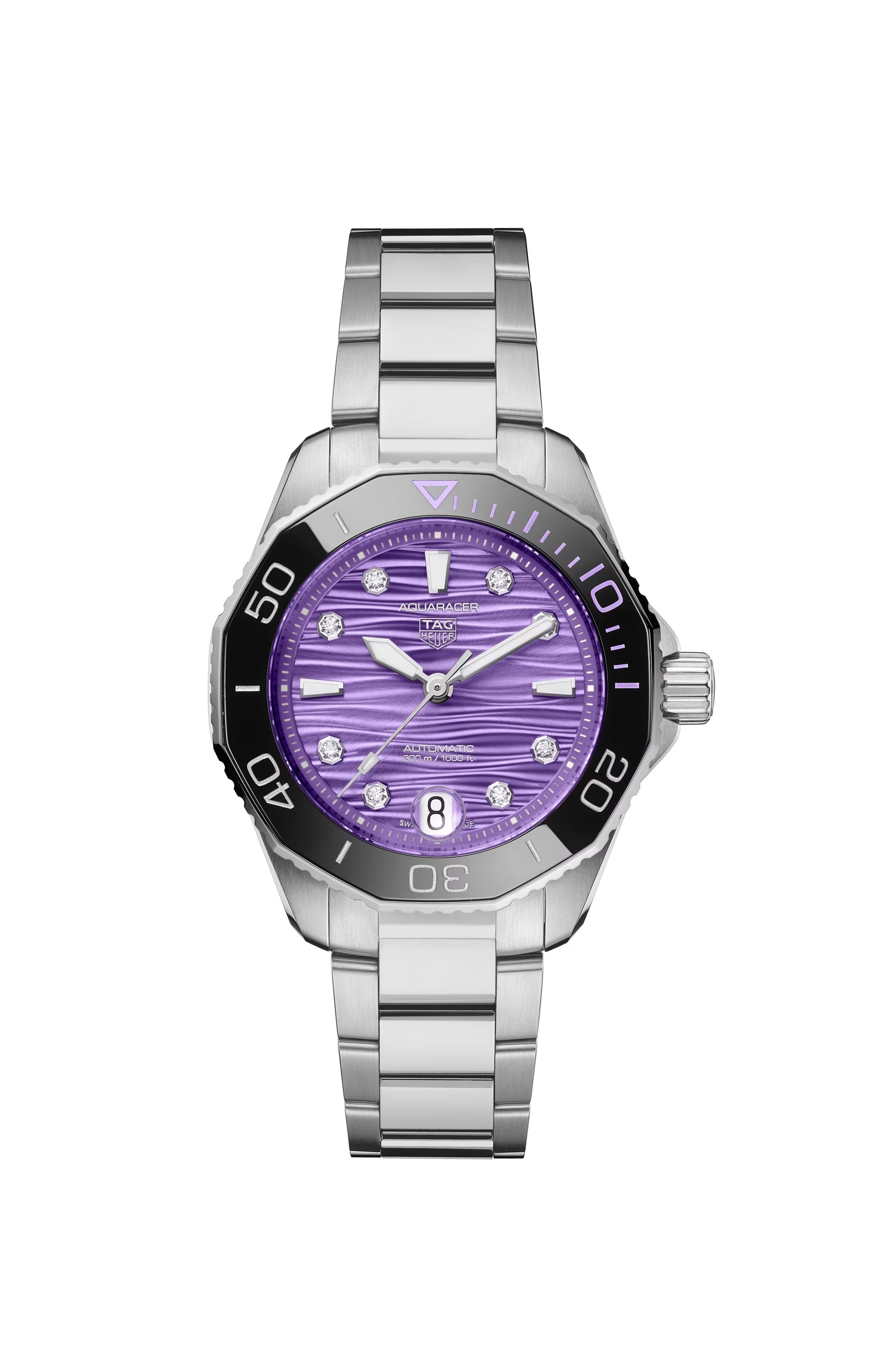 TAG Heuer WBP231M.BA0618 : Aquaracer Professional 300 36 Stainless Steel / Vivid Purple - Diamond / Bracelet