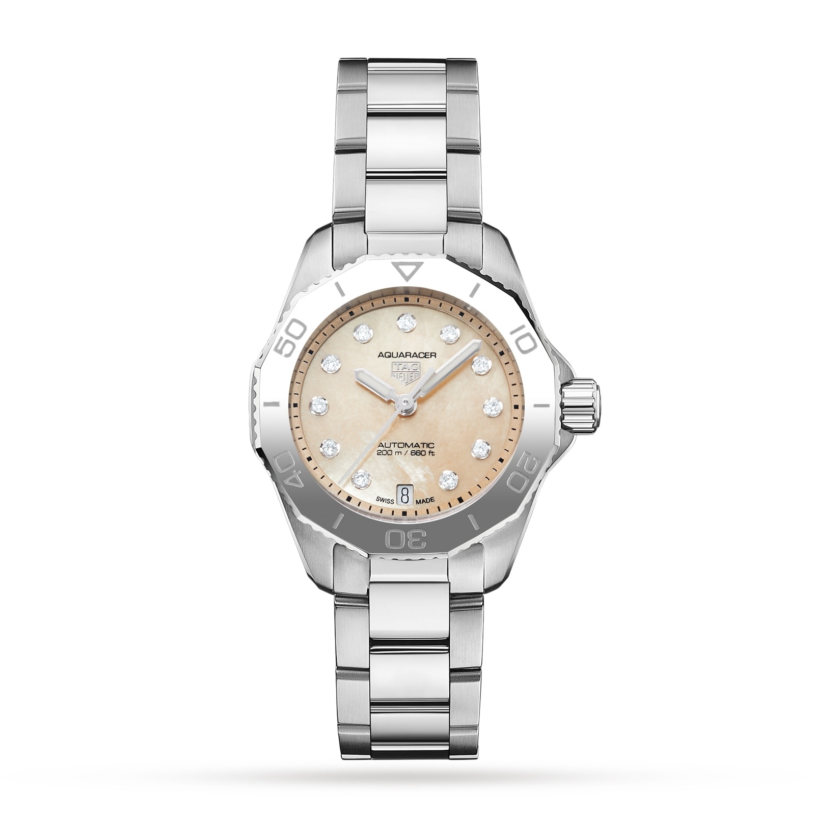 TAG Heuer WBP2417.BA0622 : Aquaracer Professional 200 Automatic 30 Stainless Steel / Beige MOP / Watches of Switzerland