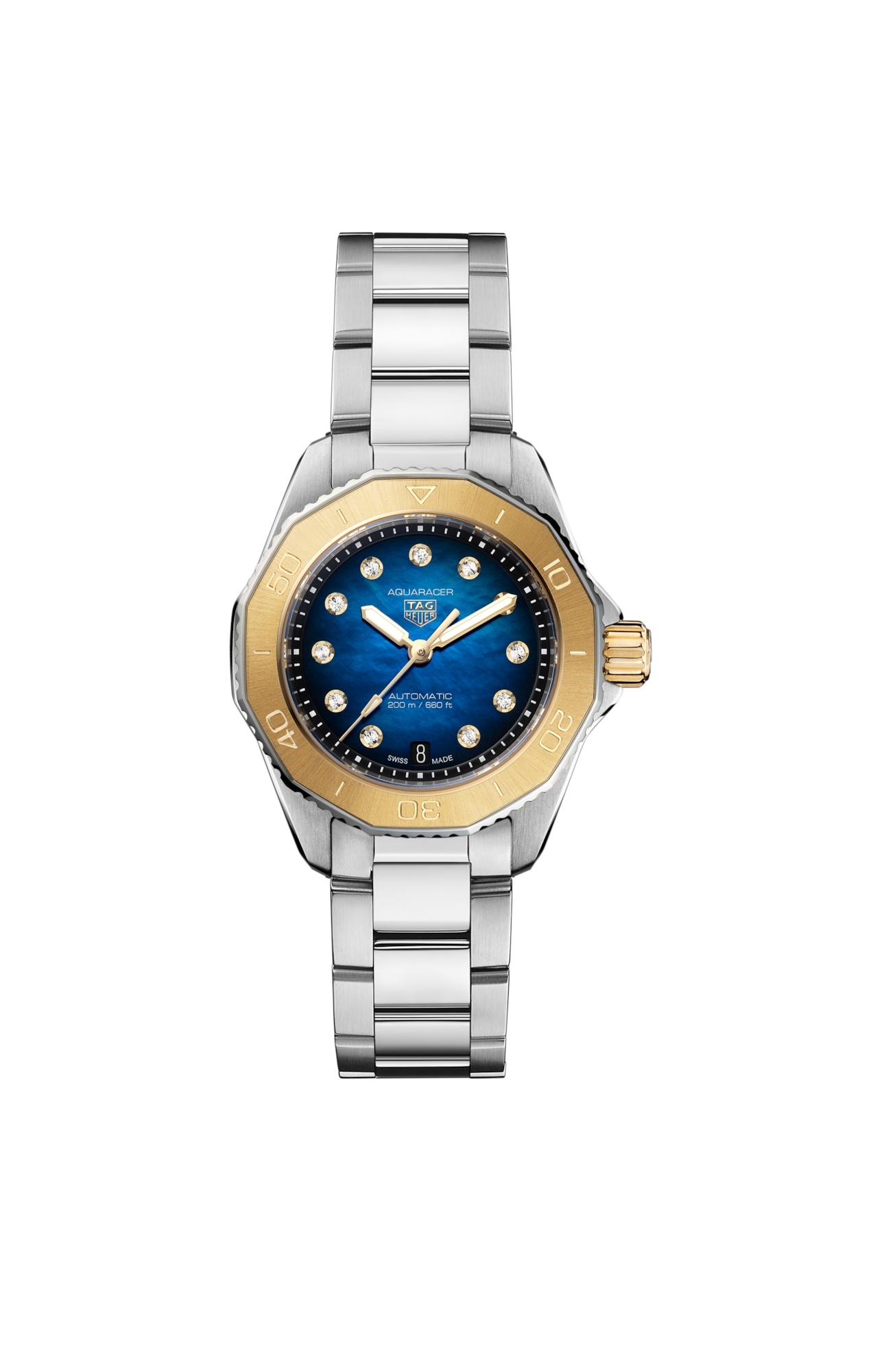 TAG Heuer WBP2450.BA0622 : Aquaracer Professional 200 Automatic 30 Stainless Steel - Yellow Gold / Blue / Bracelet