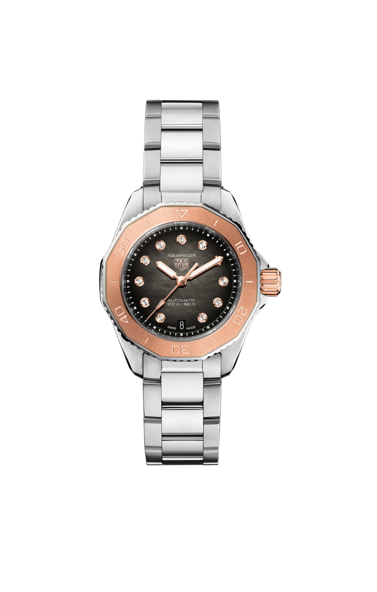 TAG Heuer WBP2451.BA0622 : Aquaracer Professional 200 Automatic 30 Stainless Steel - Rose Gold / Black / Bracelet