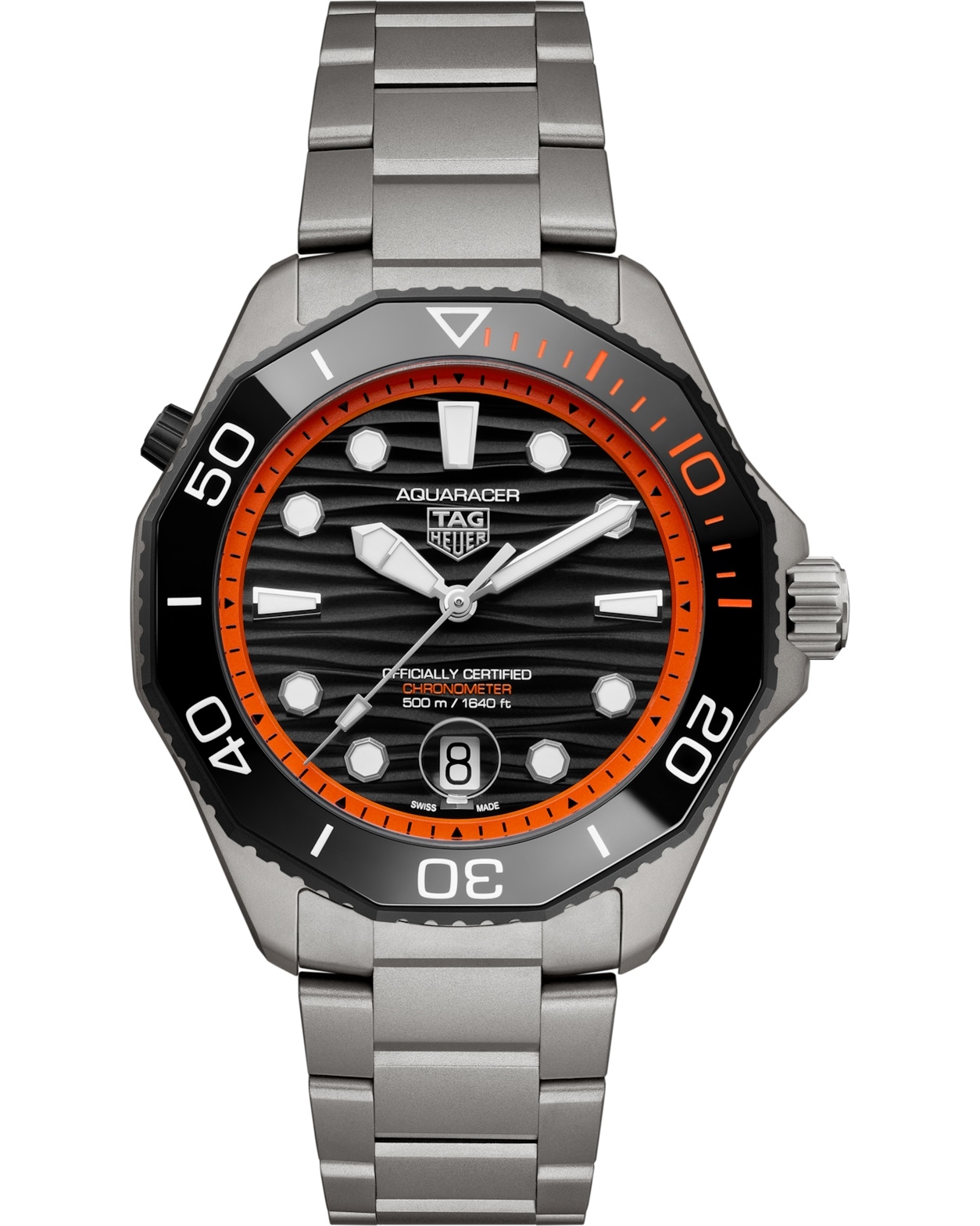 TAG Heuer WBP5183.BF0010 : Aquaracer Professional 500 Date Titanium / Black - Orange