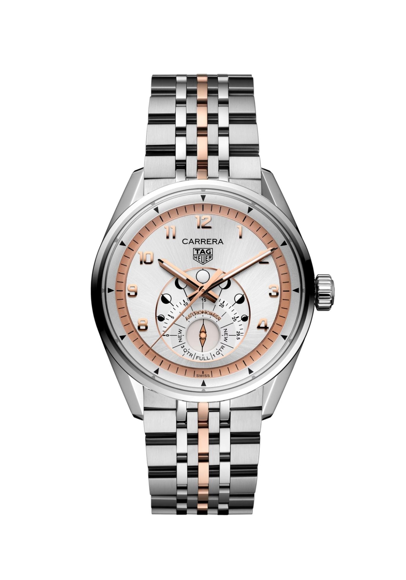 TAG Heuer WBX2111.BD0002 : Carrera Astronomer Stainless Steel - Rose Gold /  Silver  / Bracelet