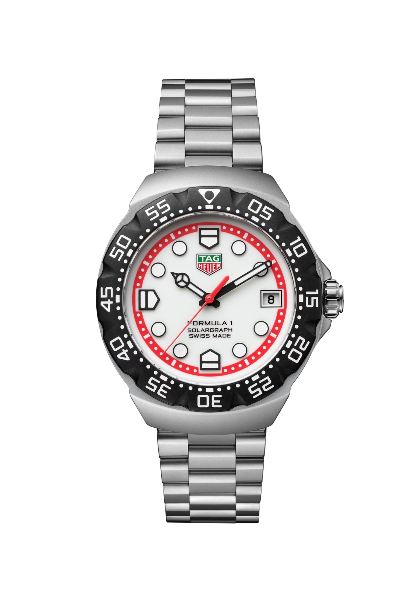 TAG Heuer WBY1111.BA0042 : Formula 1 Solargraph 38 Stainless Steel / White / Bracelet