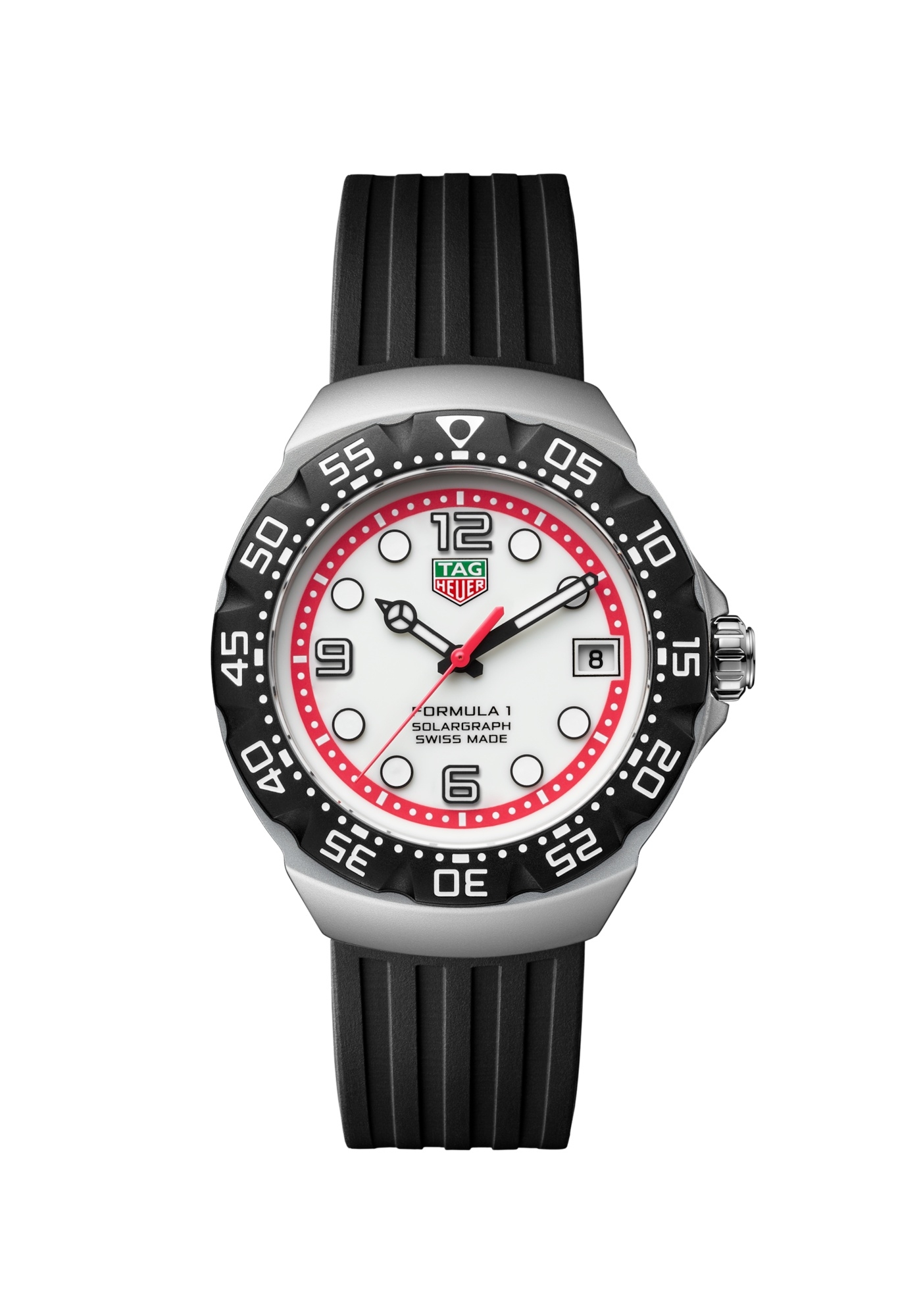 TAG Heuer WBY111A.FT8106 : Formula 1 Solargraph 38 Stainless Steel / White / Rubber
